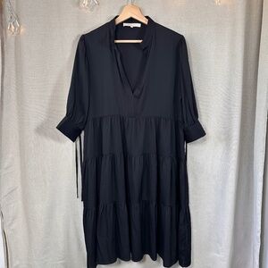 Nouvelle Silk95Five Khaya Tiered 3/4-sleeve Silk Dress | Size M